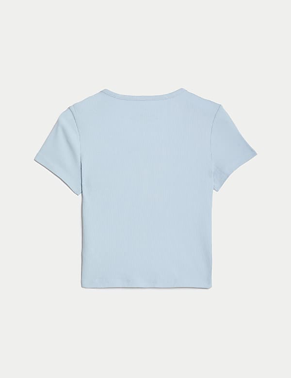 Cotton Rich Ribbed Button T-Shirt (6-16 Yrs)