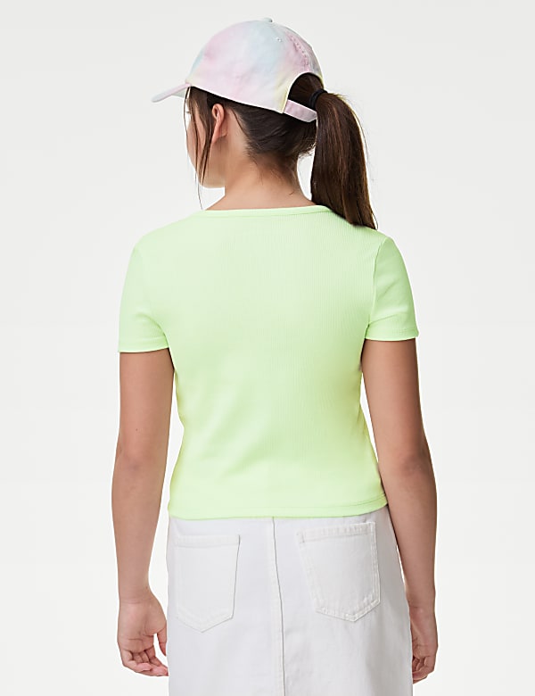 Cotton Rich Ribbed Button T-Shirt (6-16 Yrs)