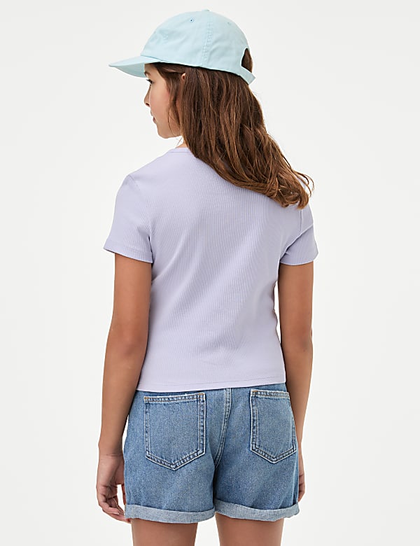 Cotton Rich Ribbed Button T-Shirt (6-16 Yrs)