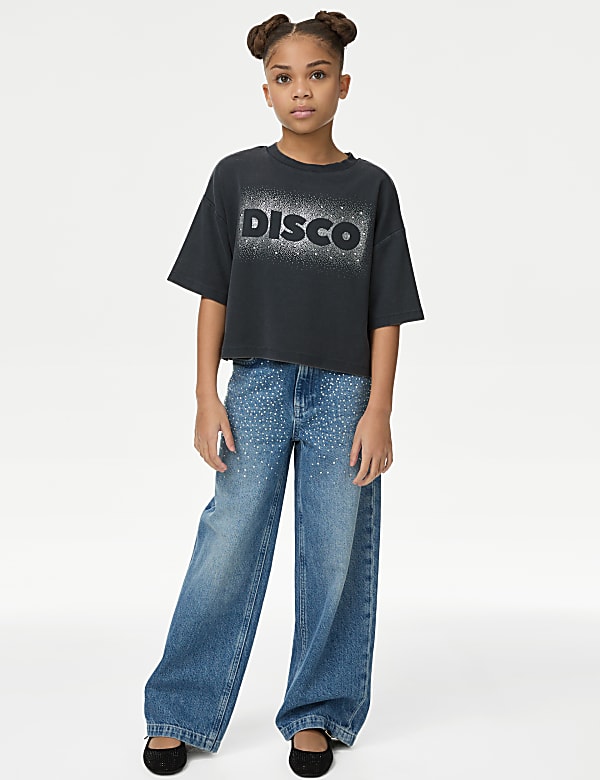 Cotton Rich Disco Slogan T-Shirt (6-16 Yrs) - NL