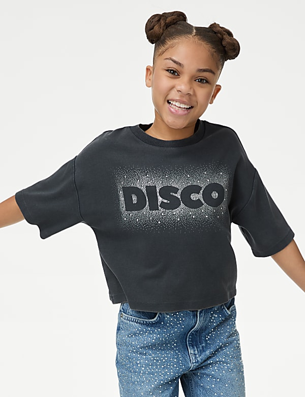 Cotton Rich Disco Slogan T-Shirt (6-16 Yrs) - NL