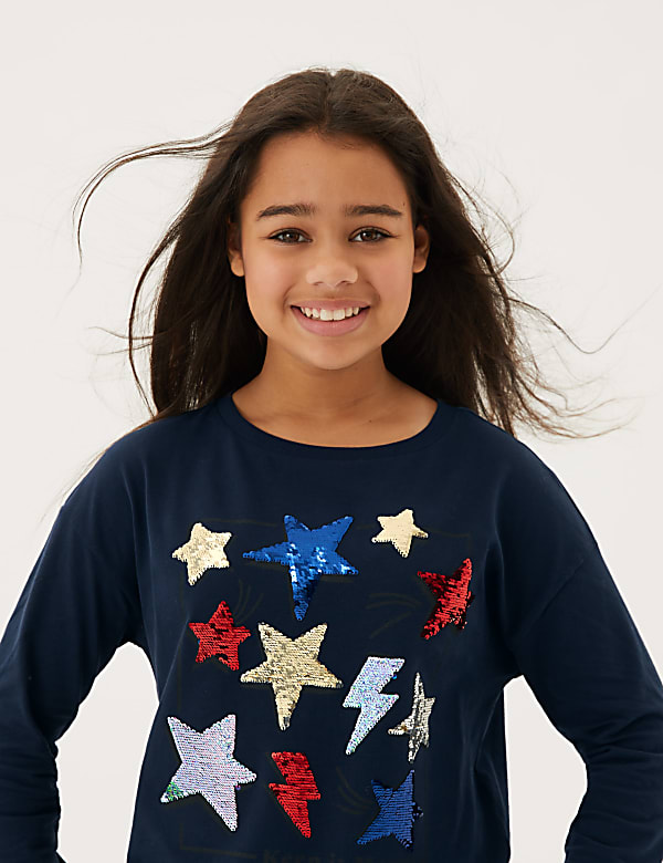 Pure Cotton Reversible Sequin Stars Top