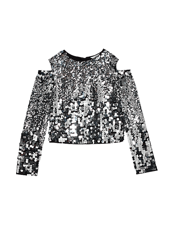 Sequin Cold Shoulder Top (6-16 Yrs)