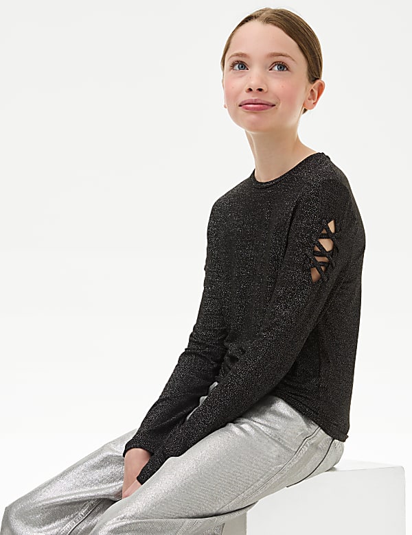 Glitzer-Oberteil mit Cut-Out-Ärmeln (6–16 Jahre) - DE