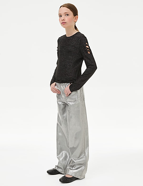 Glitter Cut Out Sleeve Top (6-16 Yrs) - KR