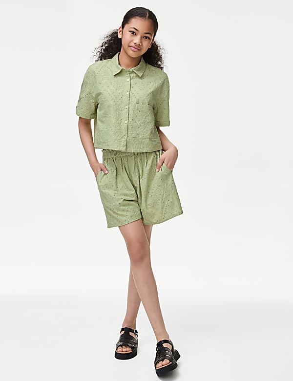 Pure Cotton Floral Broderie Shirt (6-16 Yrs) - JO