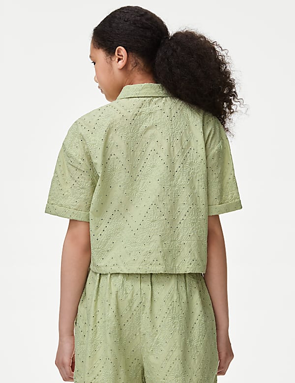 Pure Cotton Floral Broderie Shirt (6-16 Yrs) - JO