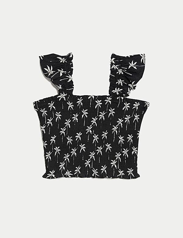 Palm Print Shirred Top (6-16 Yrs) - KR