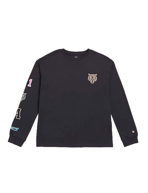 Pure Cotton Embroidered Badge Top