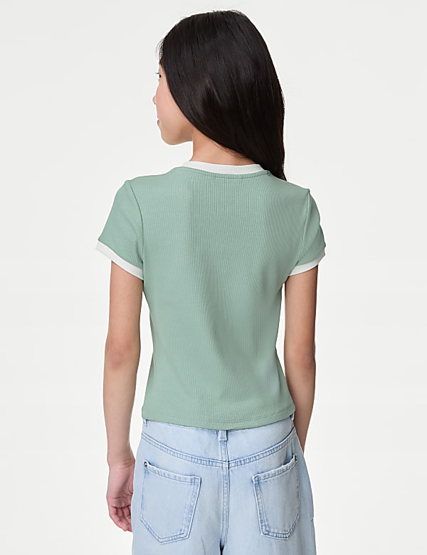 Cotton Rich Ribbed Slogan T-Shirt (6-16 Yrs)