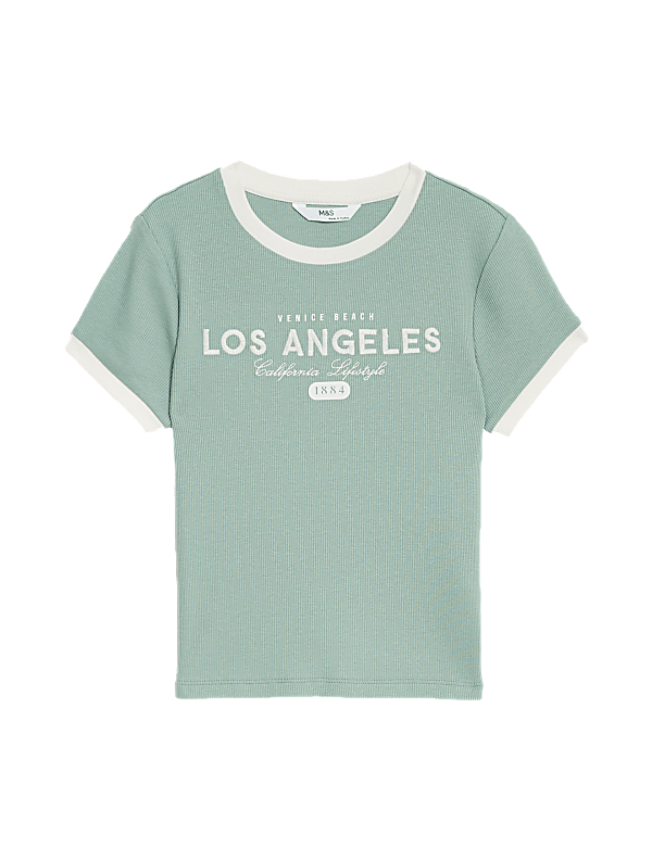 Cotton Rich Ribbed Slogan T-Shirt (6-16 Yrs)