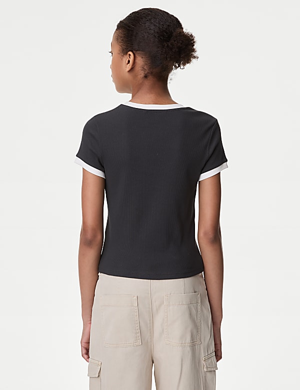 Cotton Rich Ribbed Slogan T-Shirt (6-16 Yrs)