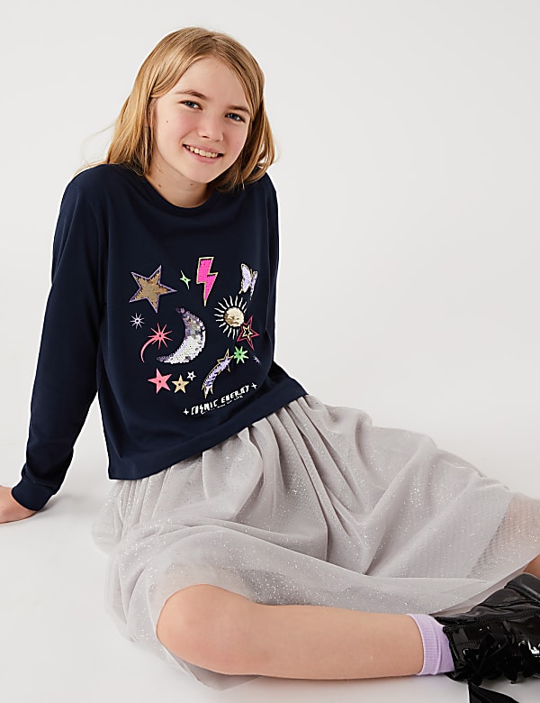Pure Cotton Sequin Space Top