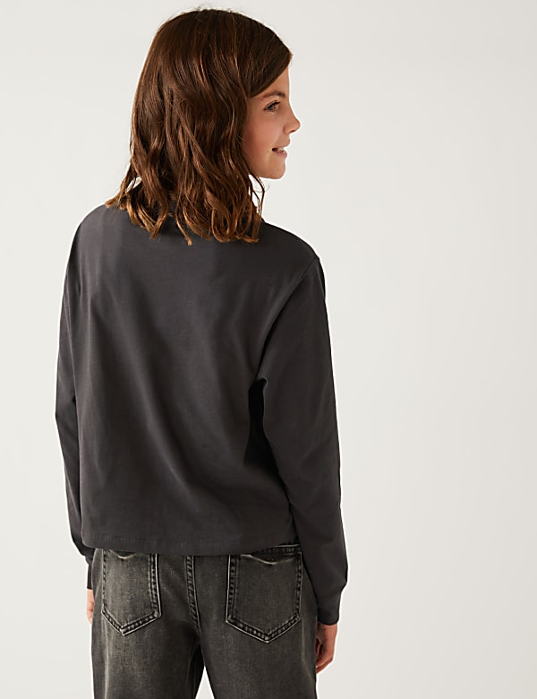 Pure Cotton Sequin Slogan Top
