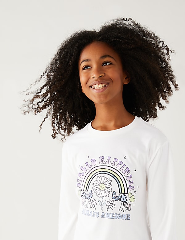 Pure Cotton Sequin Slogan Top