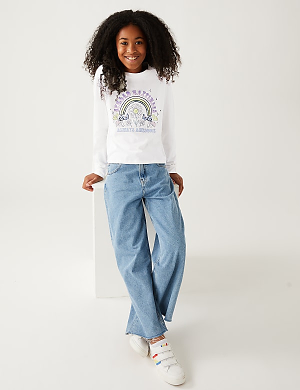Pure Cotton Sequin Slogan Top
