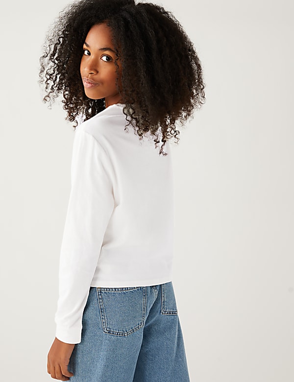 Pure Cotton Sequin Slogan Top