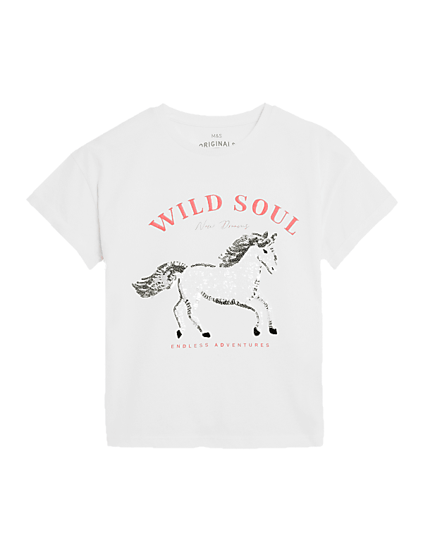 Pure Cotton Sequin Horse T-Shirt