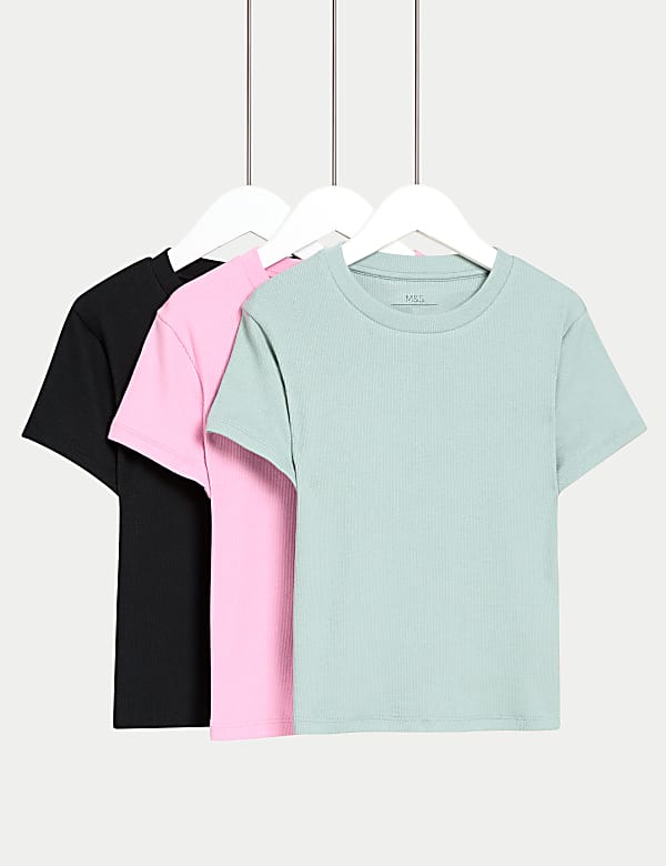 3er-Pack Gerippte T-Shirts mit hohem Baumwollanteil (2–16&nbsp;J.) - DE