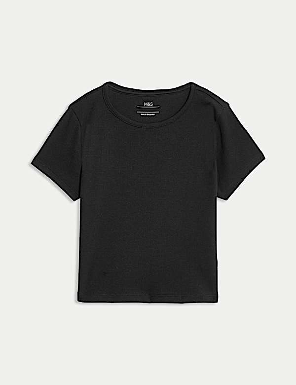 Koszulka prążkowana z mieszanki z przewagą bawełny (2–16 lat) - PL