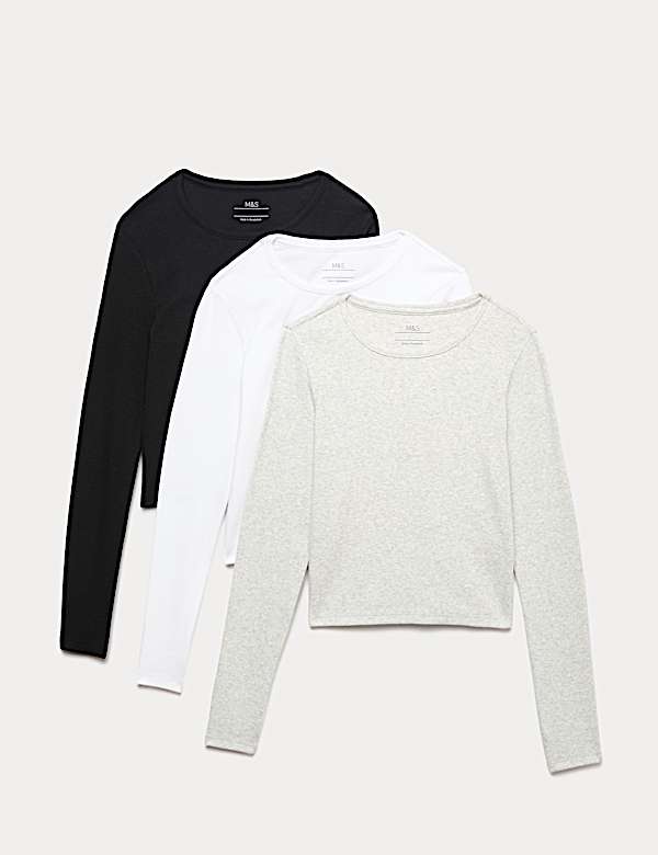 3pk Cotton Rich Ribbed Tops (6-16 Yrs) - CA