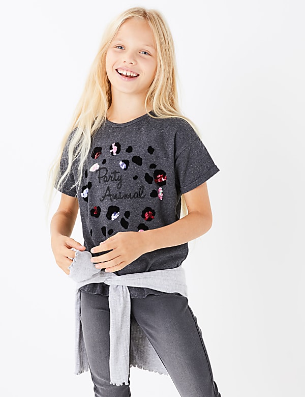 Cotton Party Animal Slogan T-Shirt (3-16 Years)