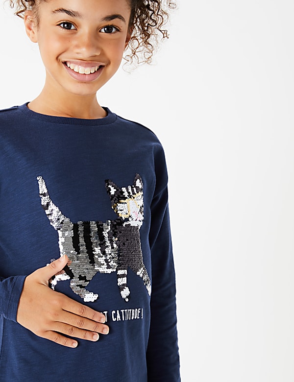 Slogan Reversible Sequin Top (3-16 Years)