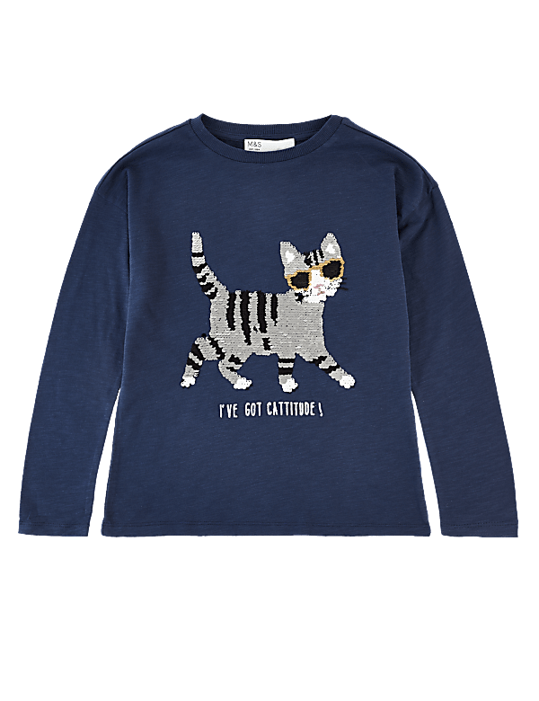 Slogan Reversible Sequin Top (3-16 Years)