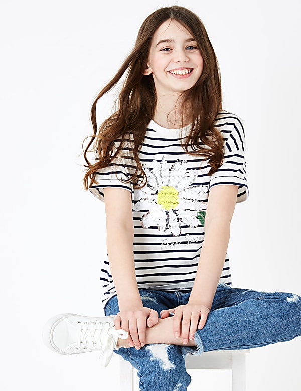 Reversible Sequin Daisy T-Shirt (6-16 Yrs)