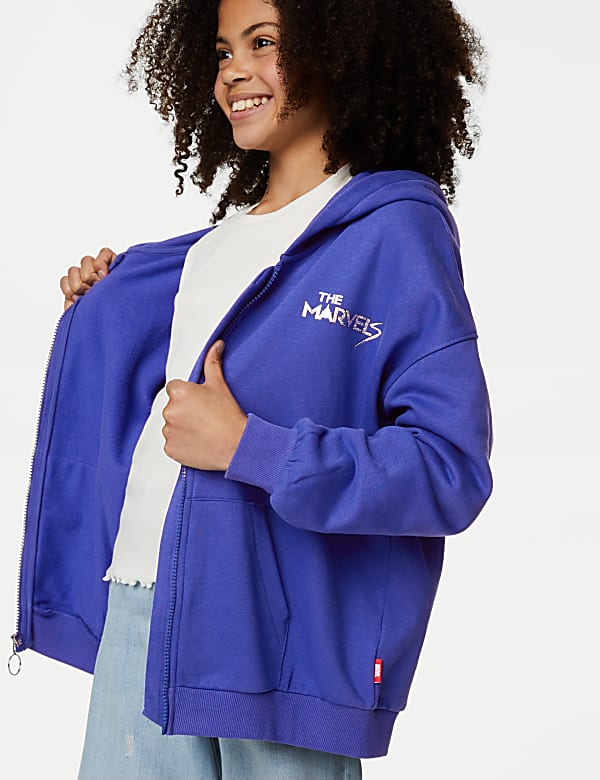 Cotton Rich Marvel™ Print Zip Hoodie (6-16 Yrs)
