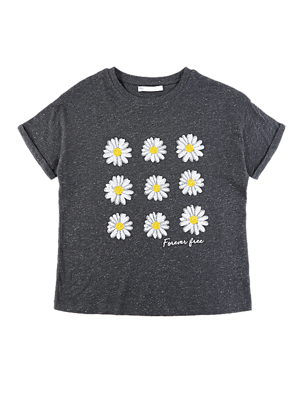 Cotton Sequin Daisy T-Shirt (6-16 Yrs)