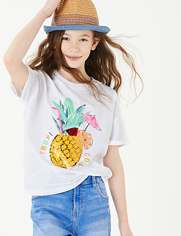 Pure Cotton Reversible Sequin T-Shirt (6-16 Yrs)