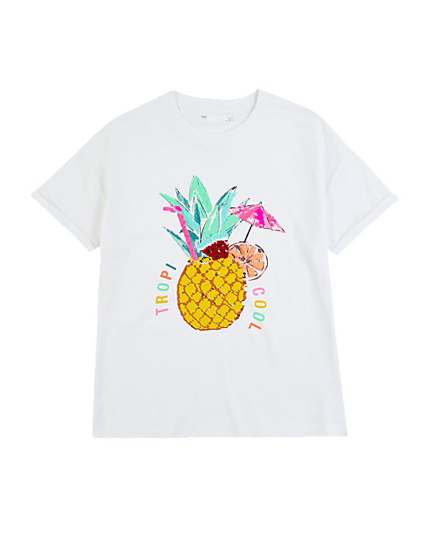Pure Cotton Reversible Sequin T-Shirt (6-16 Yrs)