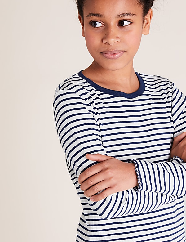 5pk Cotton Ribbed Long Sleeve Tops