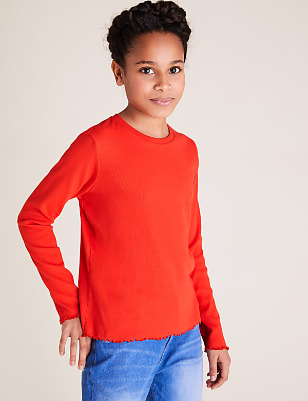 5pk Cotton Ribbed Long Sleeve Tops