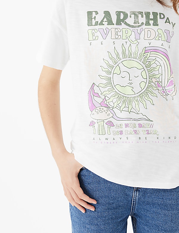 Pure Cotton Earth Day Slogan T-Shirt (6-16 Yrs)