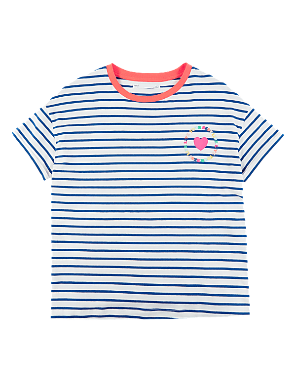 Cotton Striped Slogan T-Shirt (6-16 Yrs)