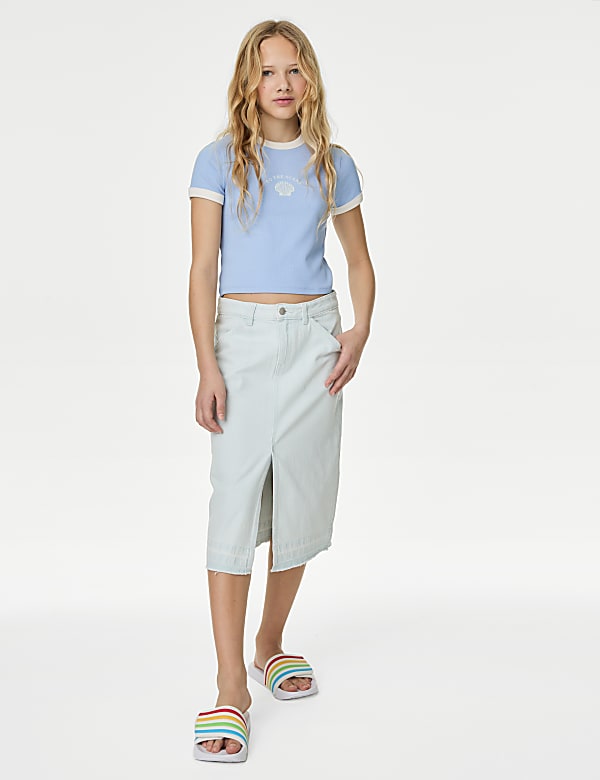 Cotton Rich Shell Print Ribbed T-Shirt (6-16 Yrs)