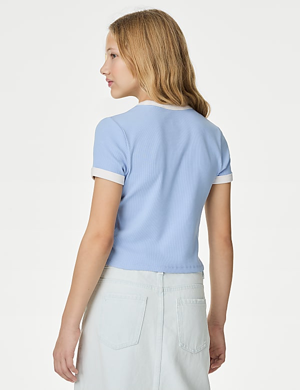 Cotton Rich Shell Print Ribbed T-Shirt (6-16 Yrs)