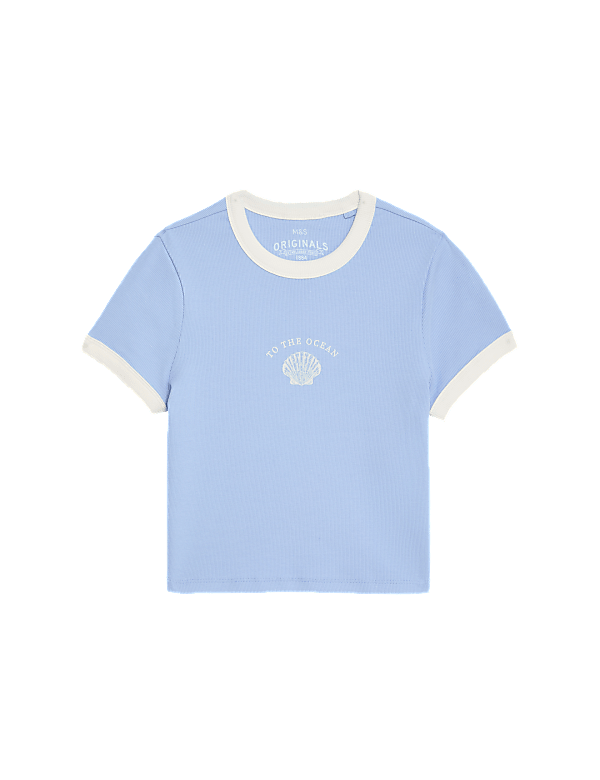 Cotton Rich Shell Print Ribbed T-Shirt (6-16 Yrs)
