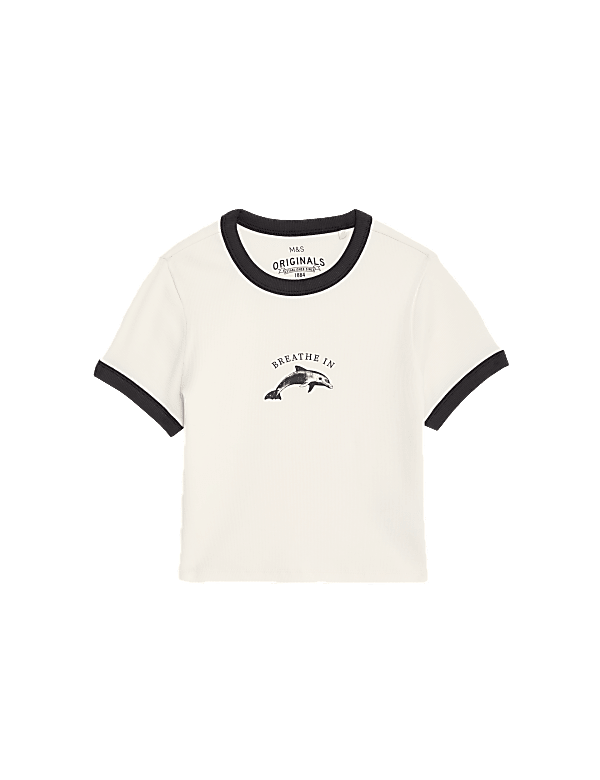 Cotton Rich Shell Print Ribbed T-Shirt (6-16 Yrs)