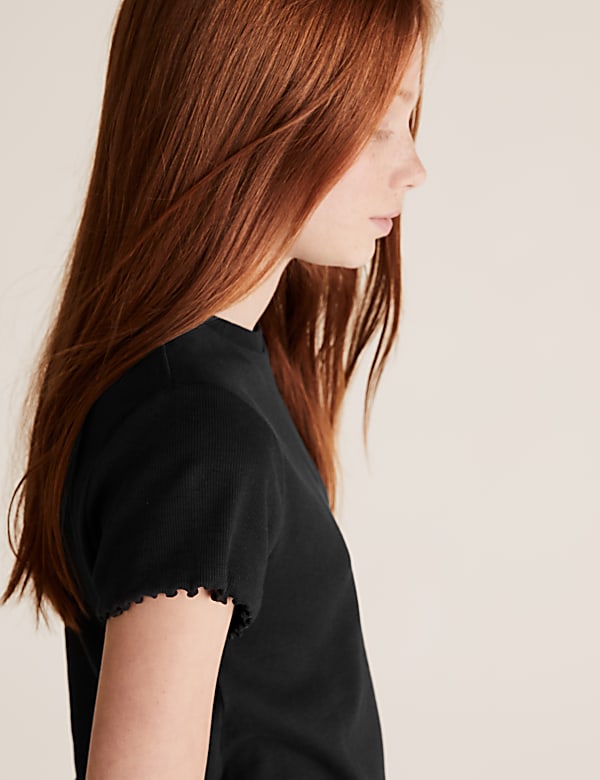 5pk Cotton Rich Ribbed T-Shirts (6-14 Yrs)