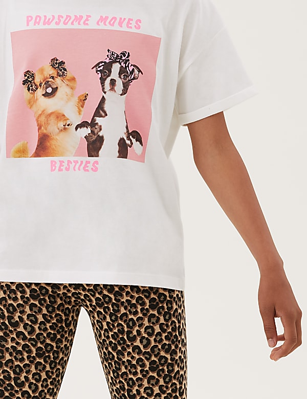 Pure Cotton Dog Photographic Print T-shirt (6-16 Yrs)