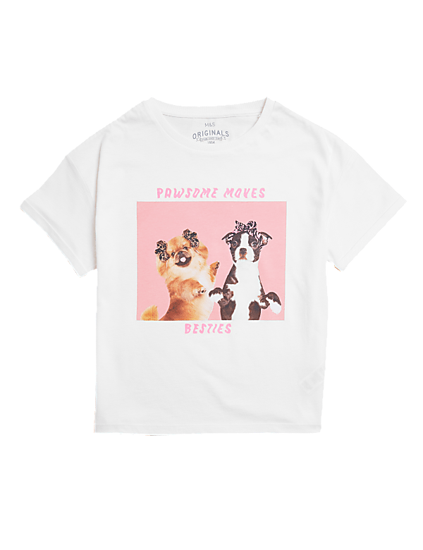 Pure Cotton Dog Photographic Print T-shirt (6-16 Yrs)