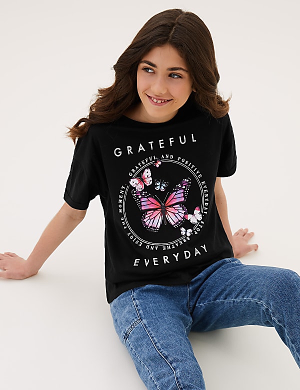 Pure Cotton Butterfly T-Shirt (6-16 Yrs)