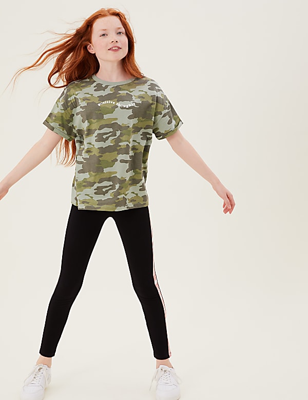 Pure Cotton Camouflage Slogan T-Shirt (6-16 Yrs)