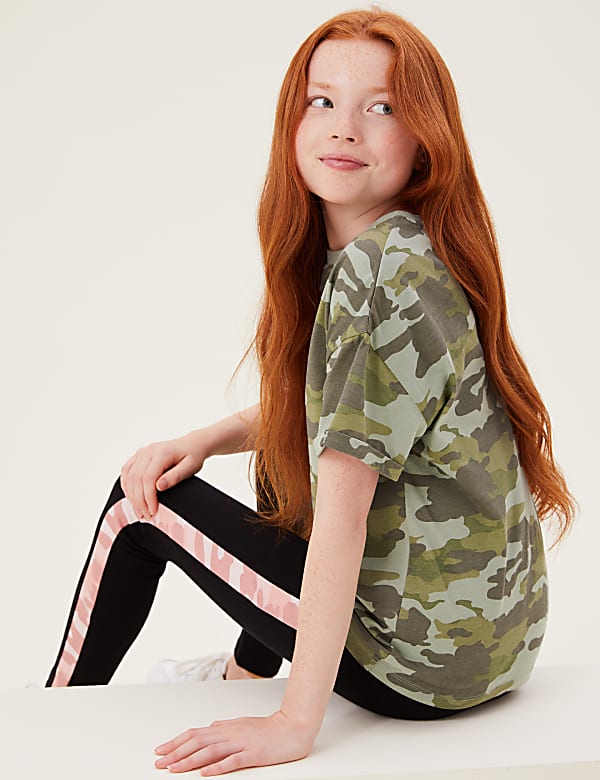 Pure Cotton Camouflage Slogan T-Shirt (6-16 Yrs)