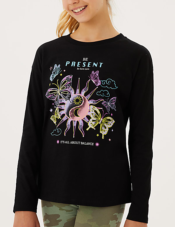 Pure Cotton Cosmic Glitter Print T-Shirt (6-16 Yrs)
