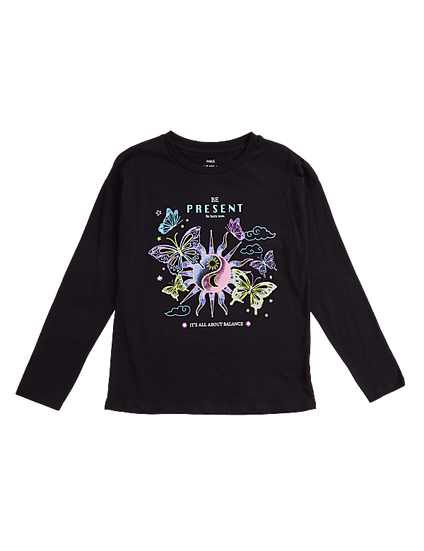 Pure Cotton Cosmic Glitter Print T-Shirt (6-16 Yrs)