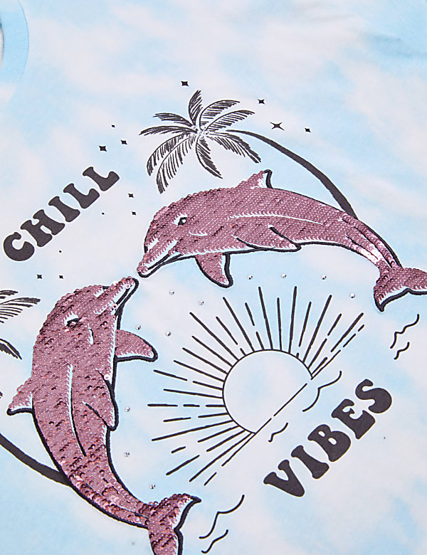 Pure Cotton Chill Vibes Sequin T-Shirt (6-16 Yrs)